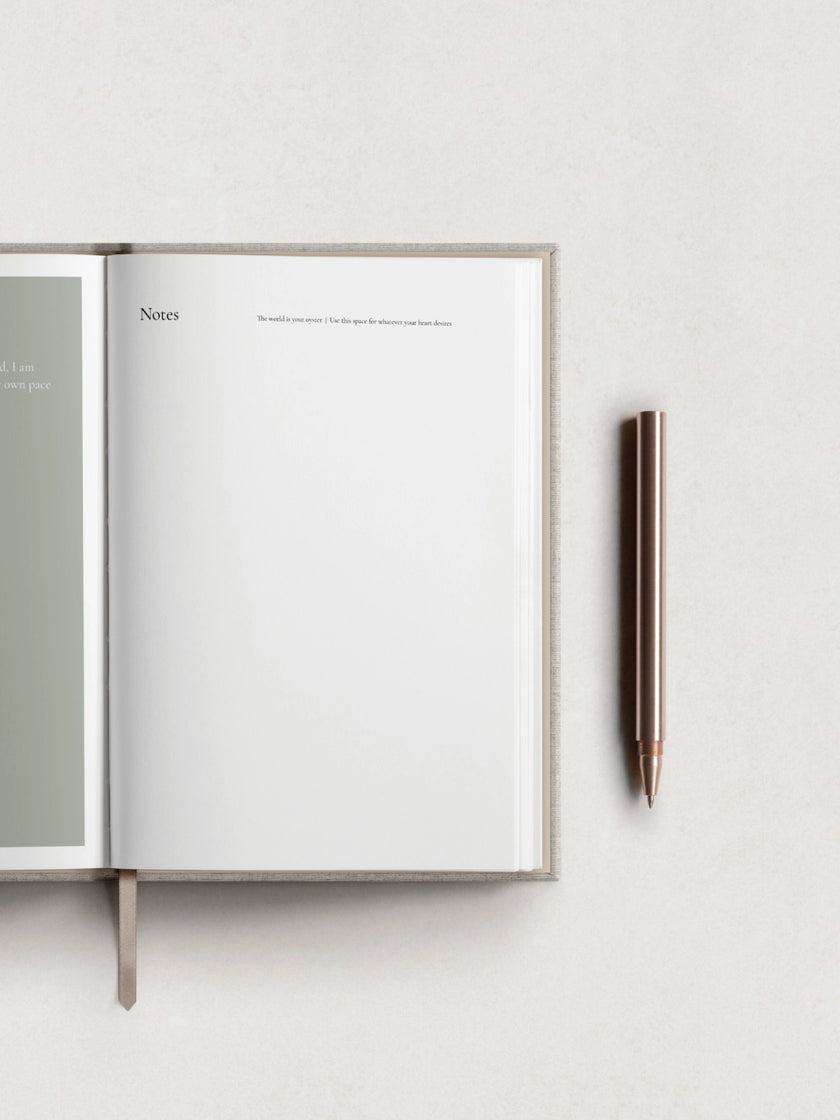 A notes page in the Atawhai Planner for neurodivergents and people with ADHD. Featuring hand-drawn illustrations of creator Atawhai Tipene against a calming blue background, along with affirmations.